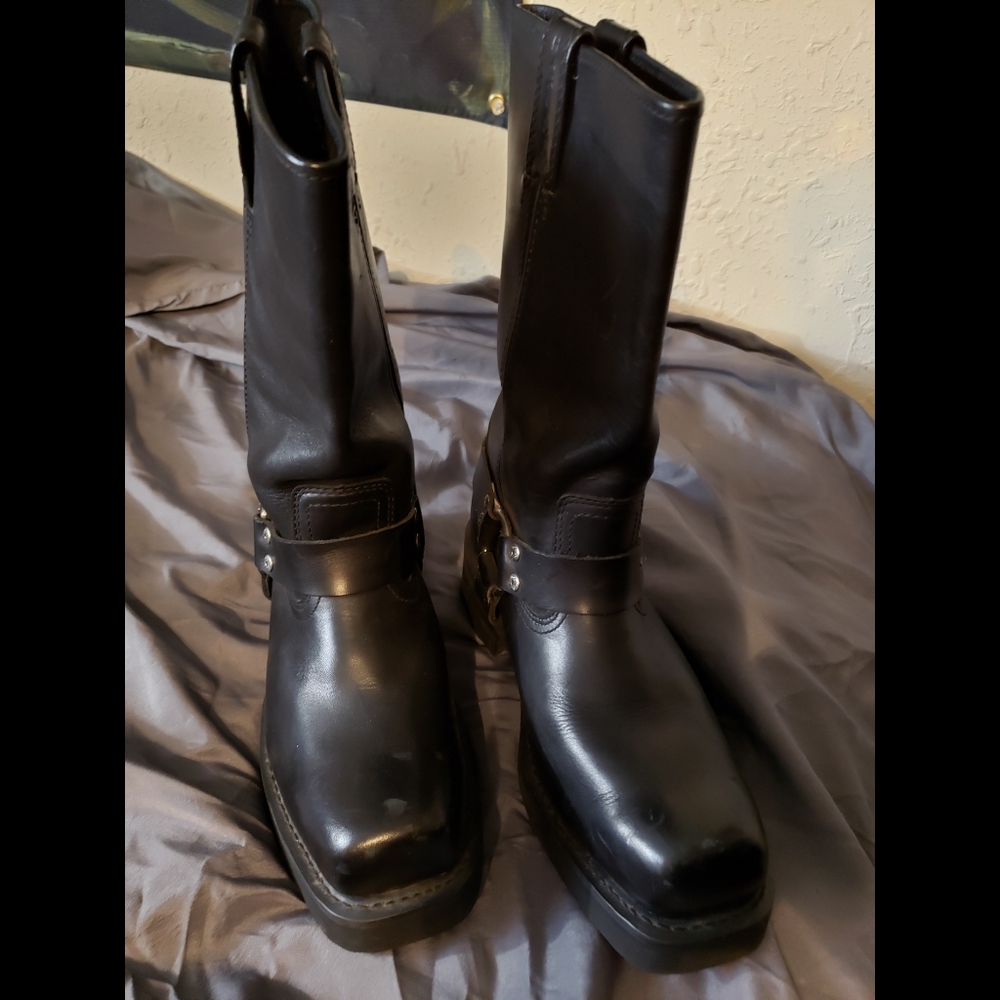 Women's Harley Davidson Harness Boots Black Leather 8 1/2..
